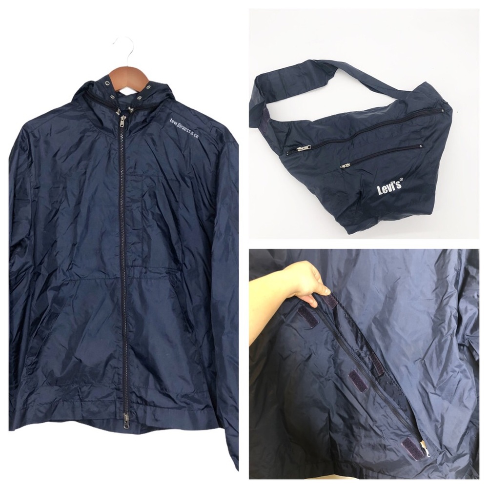 LEVI's Packable Hooded Full Zip Windbreaker Jacket